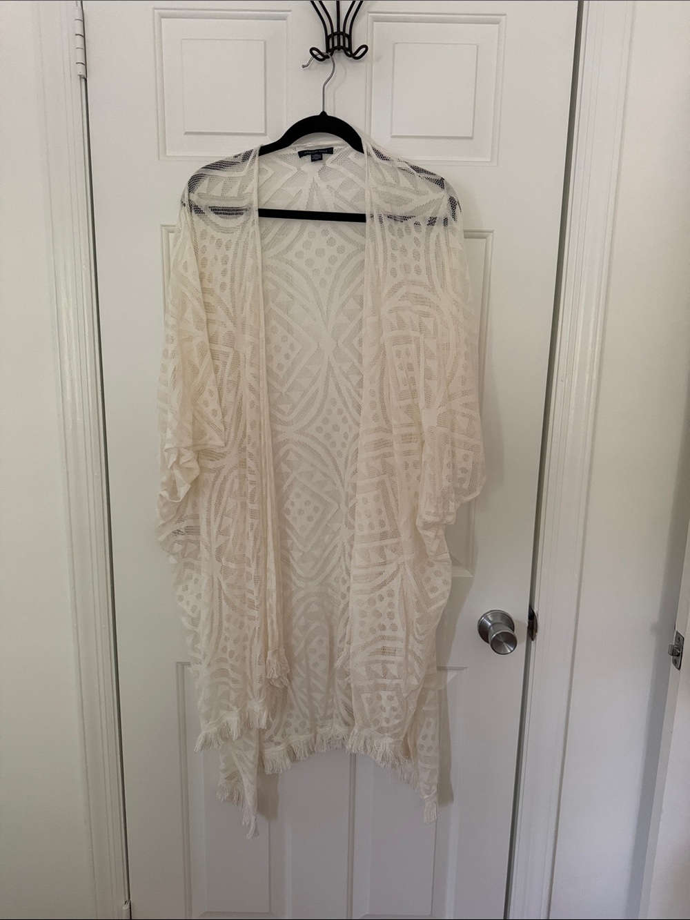 American Eagle Outfitters White Lace Open Cardigan